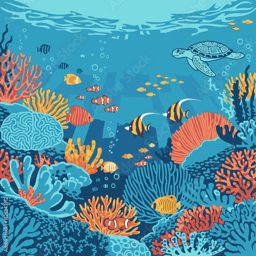 thriving underwater coral reef ecosystem