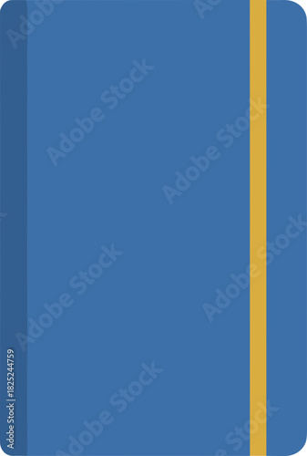 Minimalist Flat Design Blue and Gold Notebook or Diary Illustration