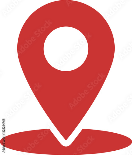 Simple Flat Style Detailed Red Location Pin Pointer Symbol Graphic