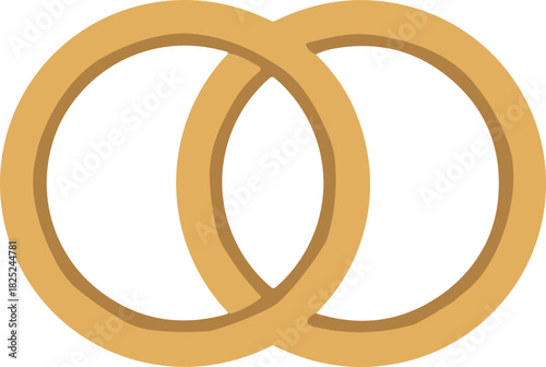 Simple Flat Design Golden Interlocked Rings Wedding Symbol Illustration