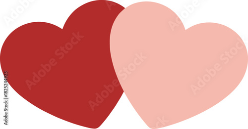 Simple Flat Two Heart Icon Design for Valentine's Day Greeting Card