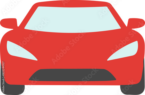 Simple Flat Red Car Front View Modern Transportation Icon Design