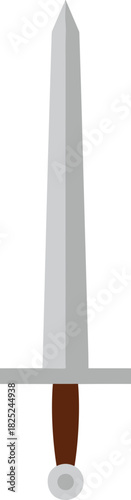 Minimalist Flat Sword Sharp Edge Silver Metal Weapon Illustration
