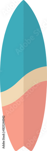 Flat Design Colorful Surfboard Shape Illustration for Summer Vibes and Recreation