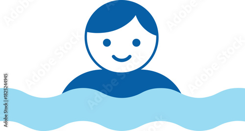 Simple Flat Style Swimmer Person in Water Swimming Icon