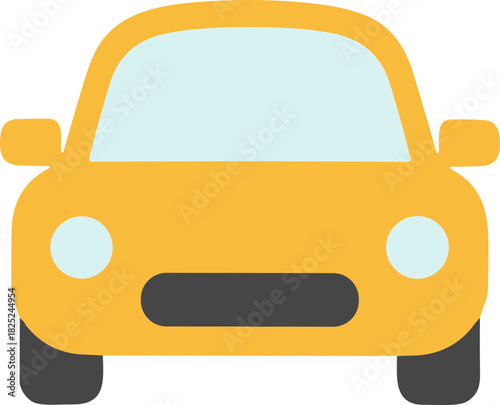 Simple Flat Yellow Car Front View Illustration Graphic Element