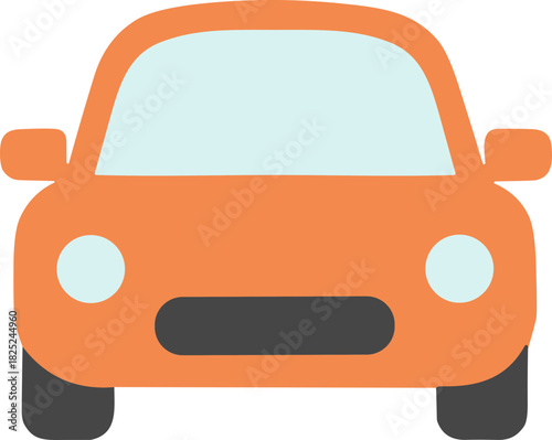 Simple Flat Design Front View Car Automobile Transportation Illustration