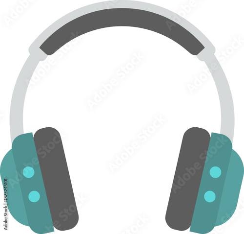 Flat Design Audio Headphone Music Listening Gadget Isolated Illustration