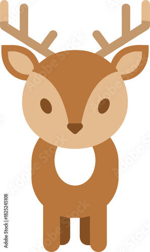 Simple Flat Style Reindeer Icon Cute Design Element for Christmas Holiday