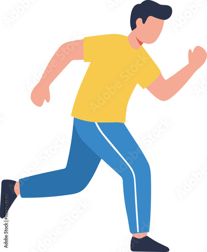 Simple Flat Illustration of Athletic Man Running or Jogging Activity