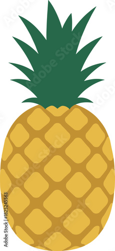 Flat Design Ripe Pineapple Fresh Tropical Fruit Illustration