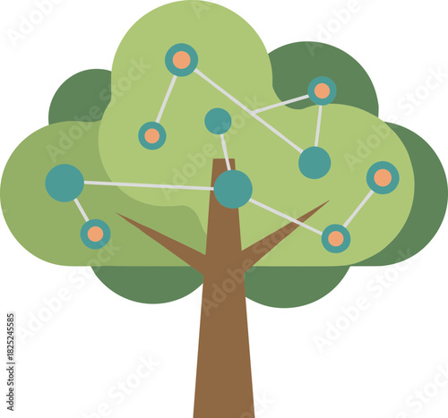 Minimalist Flat Style Network Tree Diagram Connection Data Icon