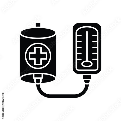 Medical infusion bag and iv drip icon symbol