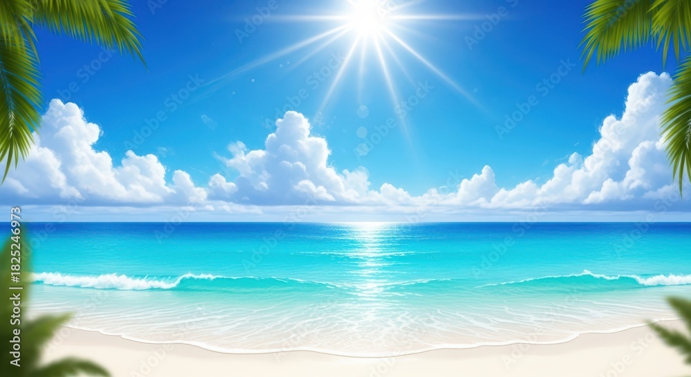 Fototapeta premium tropical beach with palm trees