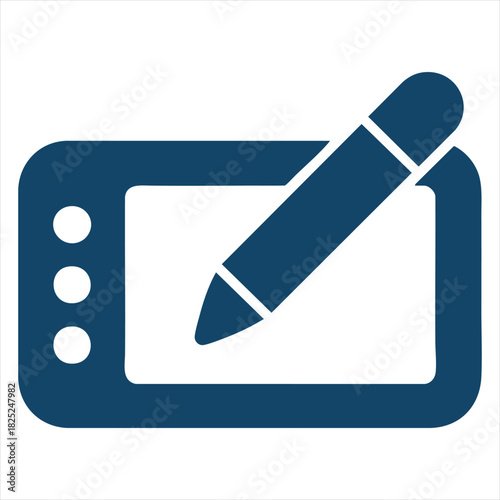 Digital Drawing Tablet Icon with Stylus in Motion