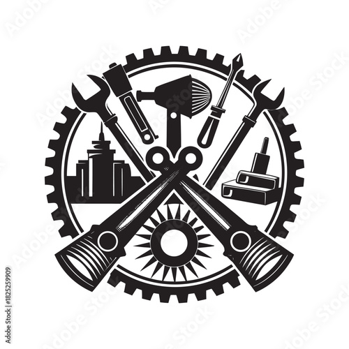 Set Of Construction hardware industrial tools silhouette vector art file-3