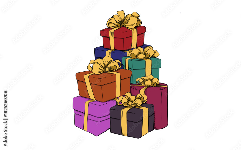 Obraz premium illustration of a pile of the latest and best Christmas gifts