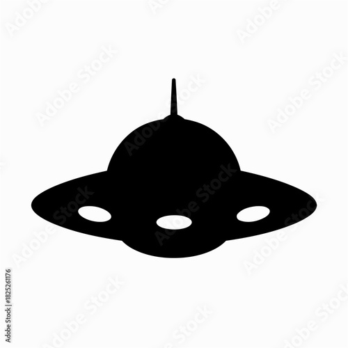 Simple silhouette vector illustration of a UFO in clean bold style