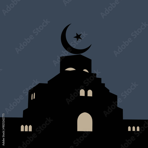 Mosque Silhouette at Night