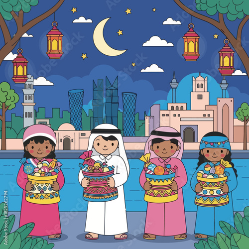 Children Carrying Candies