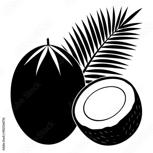 Whole brown textured coconut isolated on white background