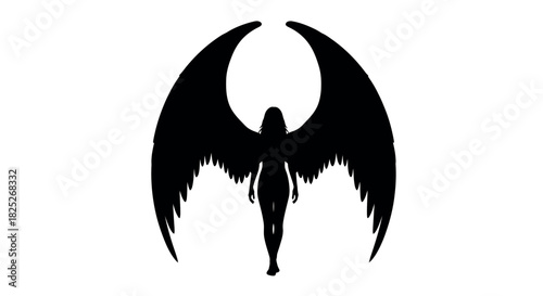 Graceful angel silhouette with sweeping wings