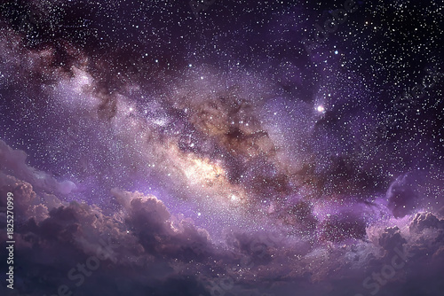 Vast cosmic expanse of the Milky Way galaxy filled with stars and nebulae, illuminating the night sky with celestial beauty and cosmic wonder