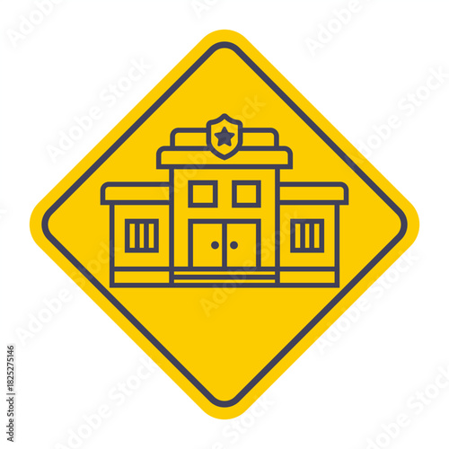 Prison building black icon. Flat illustration.