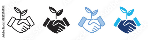 Handshake icon set multiple style collection