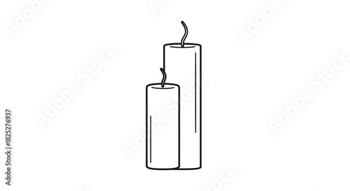 Two decorative candles of varying heights simple outline design