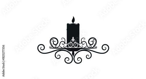 Elegant candle silhouette in an ornate holder perfect for decorative design