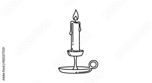 Clean line art illustration of a candle on a simple holder