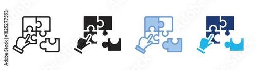 Cooperation icon set multiple style collection