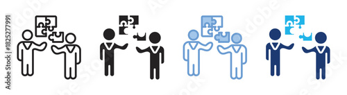 Cooperation icon set multiple style collection