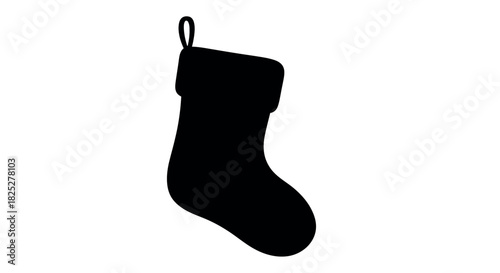 Minimalist christmas stocking silhouette with festive colors