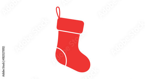 Minimalist christmas stocking silhouette with festive colors