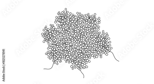 String of micro light bulbs with mono stroke on a white background