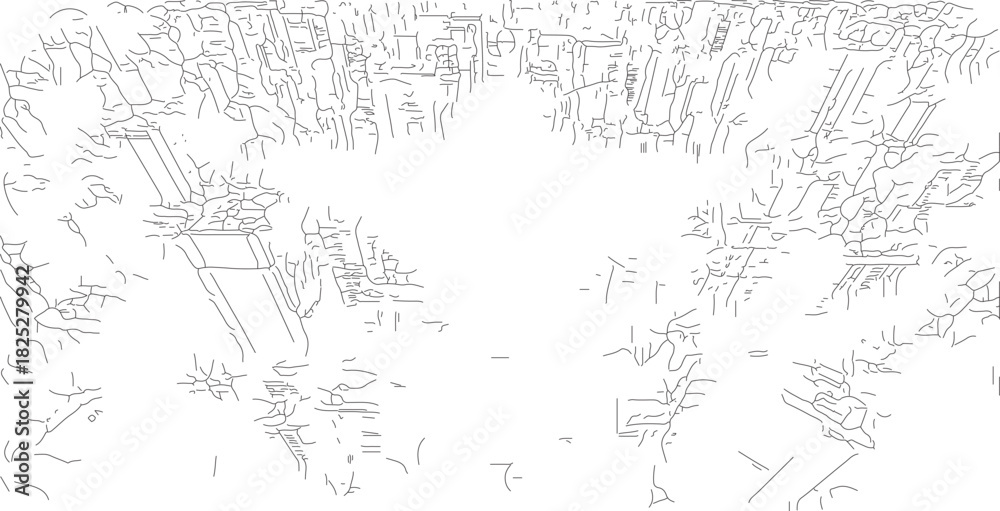 Fototapeta premium Abstract depiction of a park scene with trees and benches.