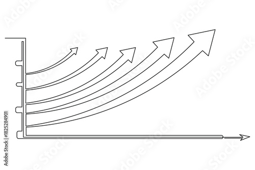 Business growth bar chart continuous one line drawing simple outline