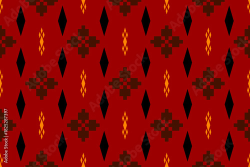 Red Cross stitch colorful geometric traditional ethnic pattern Ikat seamless pattern abstract design for fabric print cloth dress carpet curtains and sarong Aztec African Indian Indonesian
