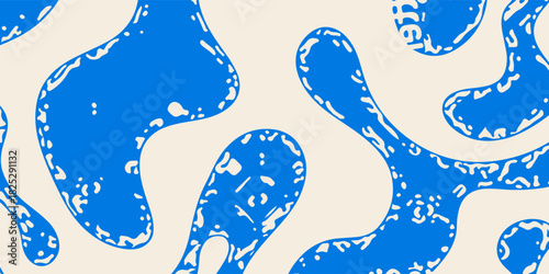 Seamless pattern with abstract silhouette organic shapes. Vector flat background in minimalist boho style. Modern trendy design in Vector Illustration