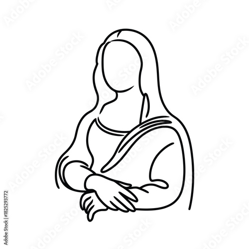 Fotografia Minimalist mona lisa single line drawing art