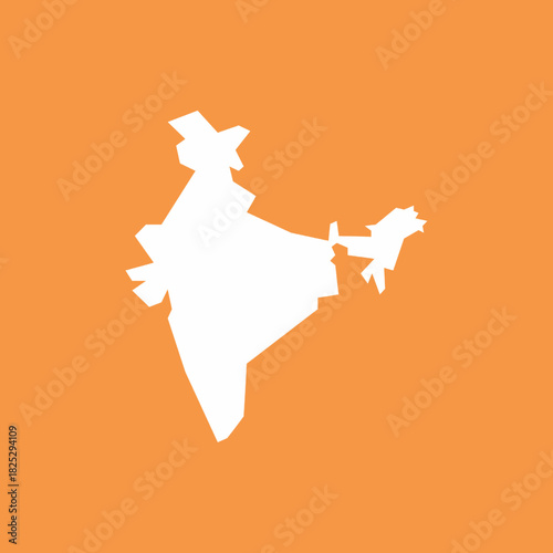 india map silhouette in orange background. flat vector outline of India for geography, travel, and educational themes. simple india map in EPS format.