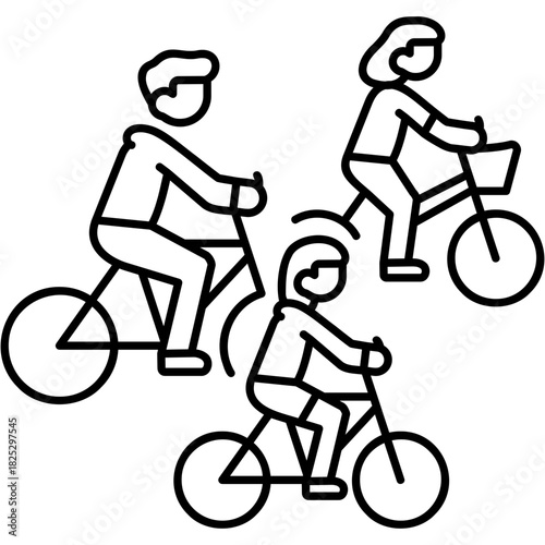 Line Art Family Ride Icon
