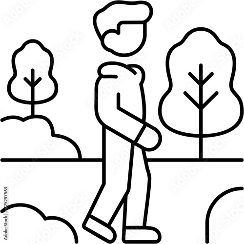 Line Art Nature Walk Icon