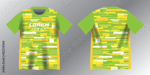 abstract yellow and green background pattern for sport jersey design mockup