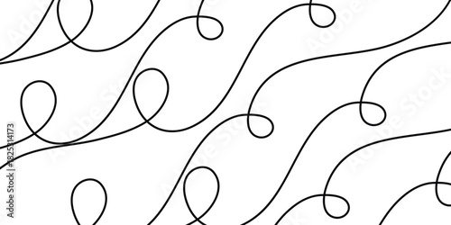 simple black curly line pattern design art.