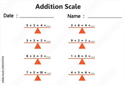 Additional scale worksheet for kids. educational game for kids.