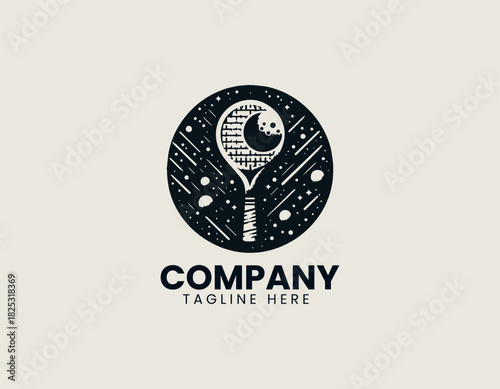 Padel black vector logo illustration