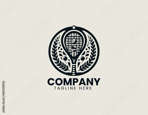 Padel black vector logo illustration